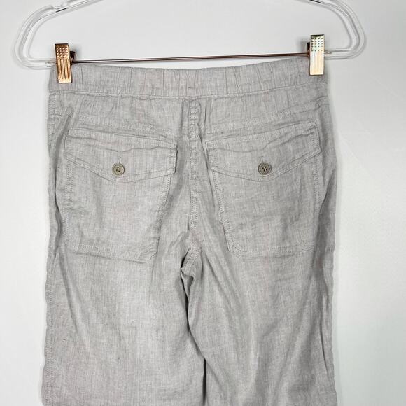 Theory Womens 0 Northsound Caliver High Waisted Linen Blend Pants Gray Cropped - Picture 7 of 12